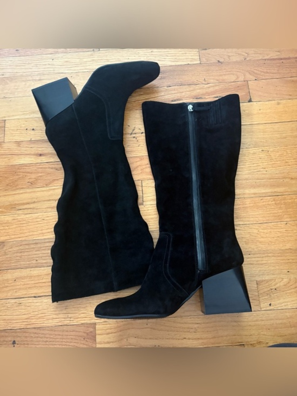 Blondo Tessa Waterproof Black Suede Knee High Boots Block Heel Size 11